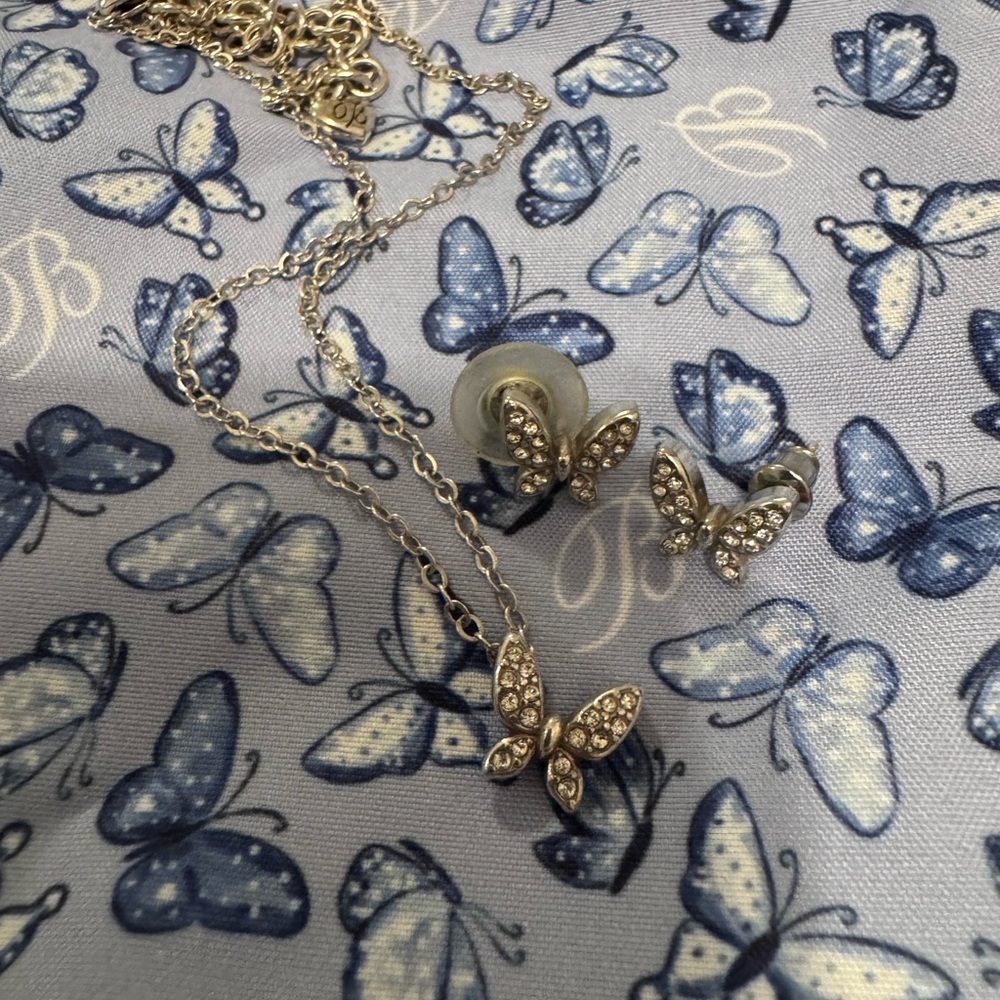 Brighton Silver Butterfly Necklace and earrings